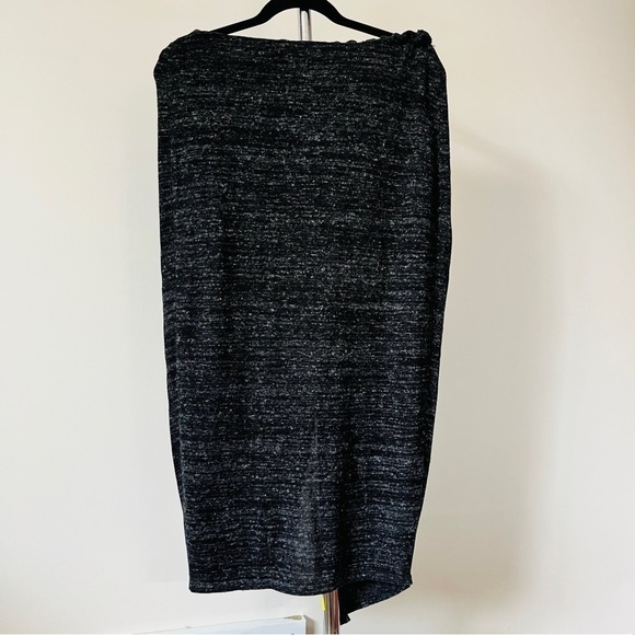 Zara Knit Linen  Skirt Charcoal Front Slit Wrap Maxi Stretch Jersey Knit Sz M - Picture 4 of 12
